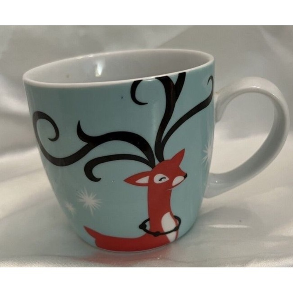 Danica Studio Reindeer Coffee Mug Christmas‎ Red Black Teal Snow 12OZ